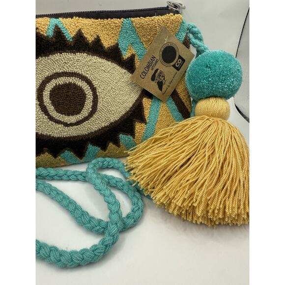Wayuu Authentic Columbian Artisan~Evil Eye Bag NEW W/TAG Hand Made, Tapestry - Picture 2 of 6